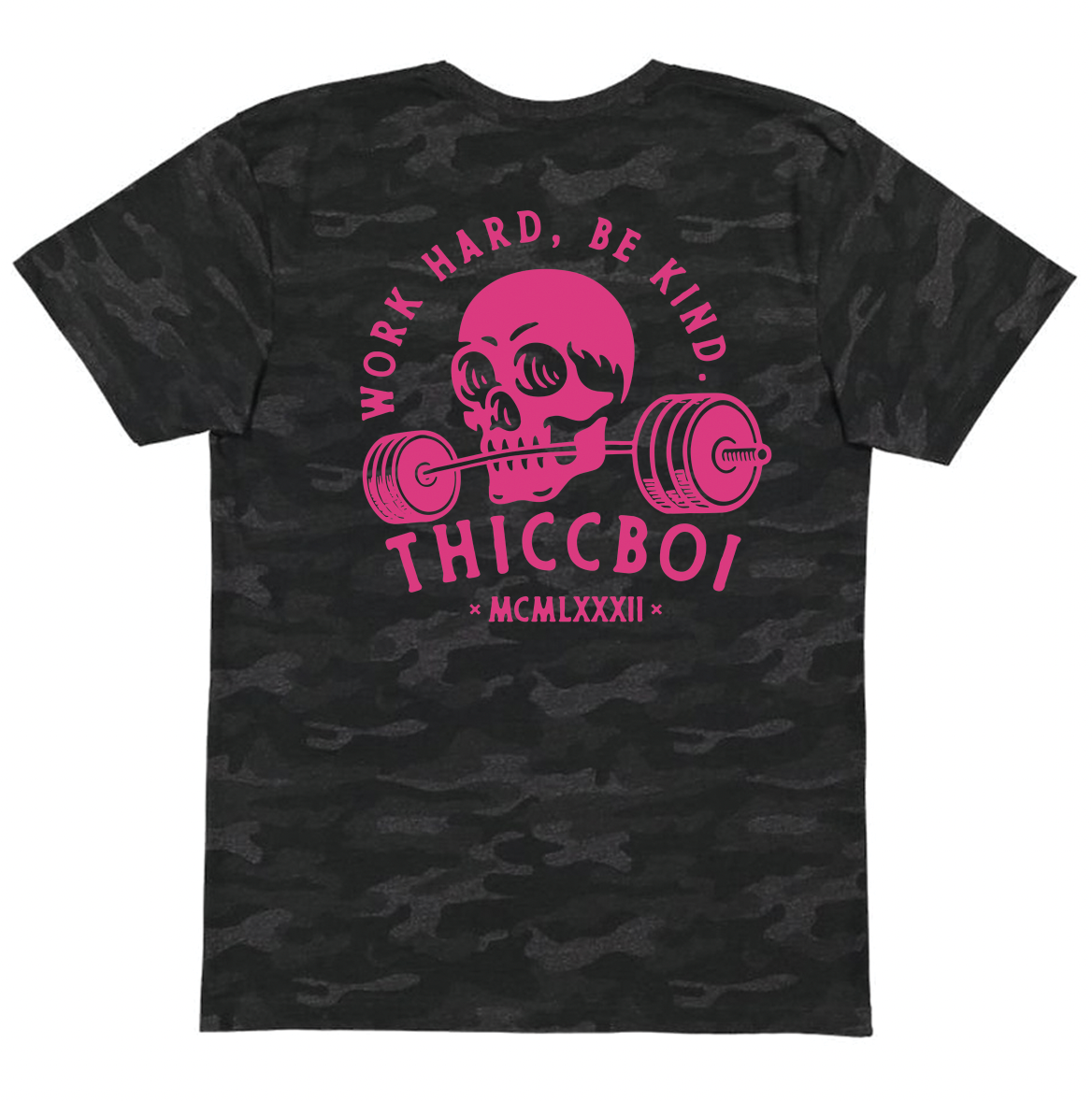 Black Camo Skull Work Hard Unisex T-shirt