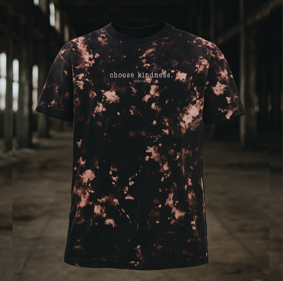 ThiccBoi Choose Kindness Charcoal Bleach Dyed T-Shirt