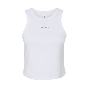 ThiccBoi Micro-rib Crop White Racerback Tank