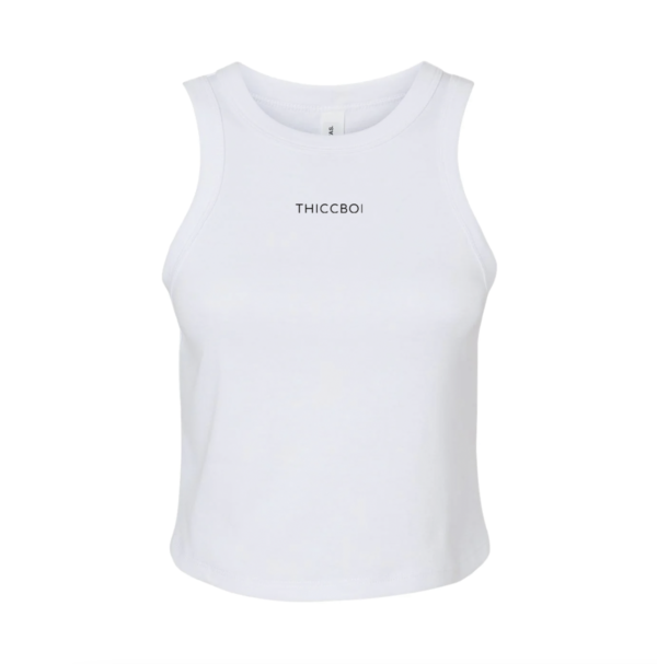 ThiccBoi Micro-rib Crop White Racerback Tank
