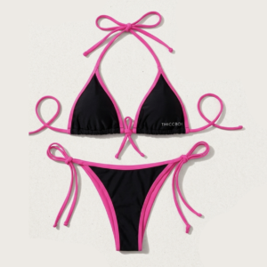 ThiccBoi Onyx Pink-trim Contrast Bikini Set
