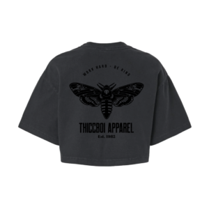 ThiccBoi Black Moth Drop Shoulder Crop *Earned
