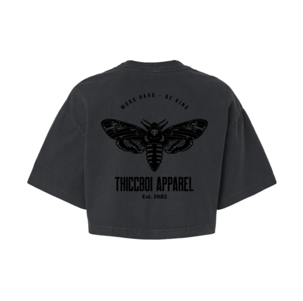 ThiccBoi Black Moth Drop Shoulder Crop